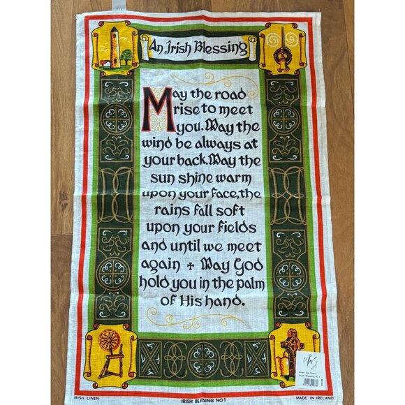 Irish Linen Wall Hanging/Tea Towel With An Irish Blessing No. 1 NWT - Picture 1 of 12